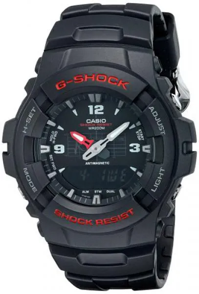 Orologio CASIO G-SHOCK G-100-1BVMES Silicone Nero Chrono Sveglia Anadigit 200mt