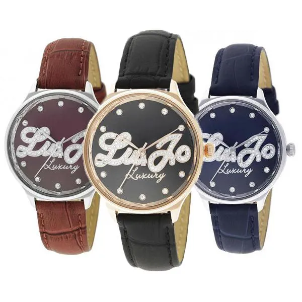 Orologio Donna LIU JO Luxury LAILA Rosè Pelle Nero Blu Prugna Swarovski NEW