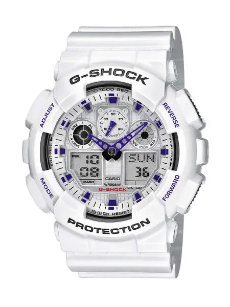 Orologio CASIO G-SHOCK GA-100A-7AER Silicone Bianco Viola Sub 200mt