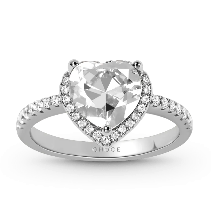 Anello a Forma di Cuore in Aregento S925 con Pietre