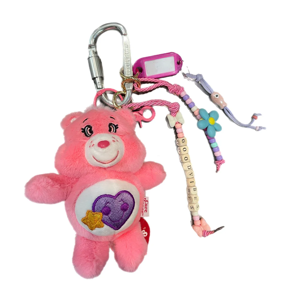 Pimp your Bag Keychain charmsper borsa e portachiavi care bearsorsetto del cuore angelorsopeluche rosa con cuore e stella
