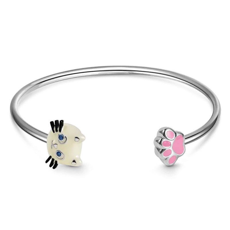 Bracciale Aperto Zampa di Gattino in Argento S925