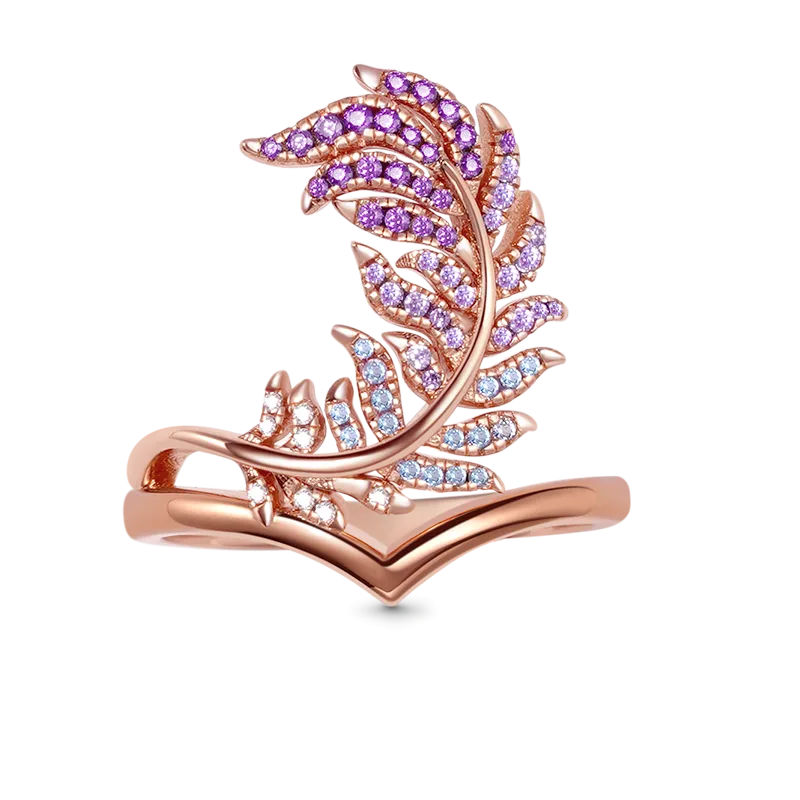 Anello a V Piuma in Argento S925 Per Bracciale di Pelle Da Uomo