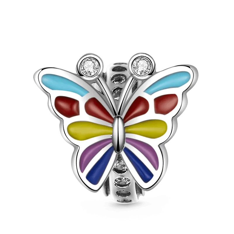 Stopper A Farfalla Colorato In Argento S925 Per Bracciale Da Donna