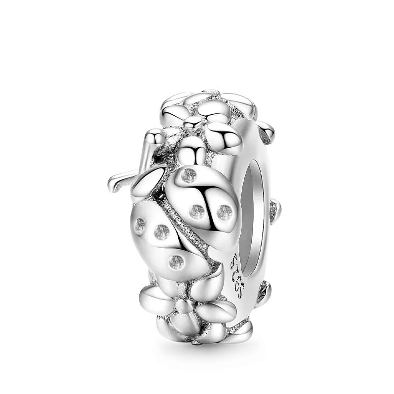 Stopper Coccinella E Petali in Argento S925 con Pietre Per Bracciale da Donna