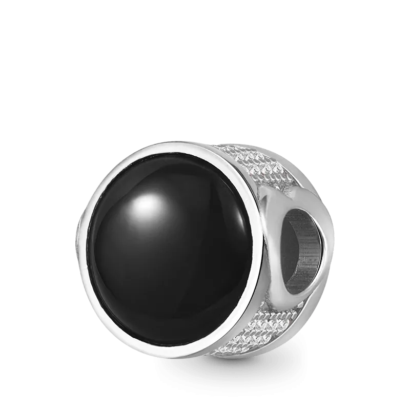 Charm Agata Naturale Nero in Argento S925