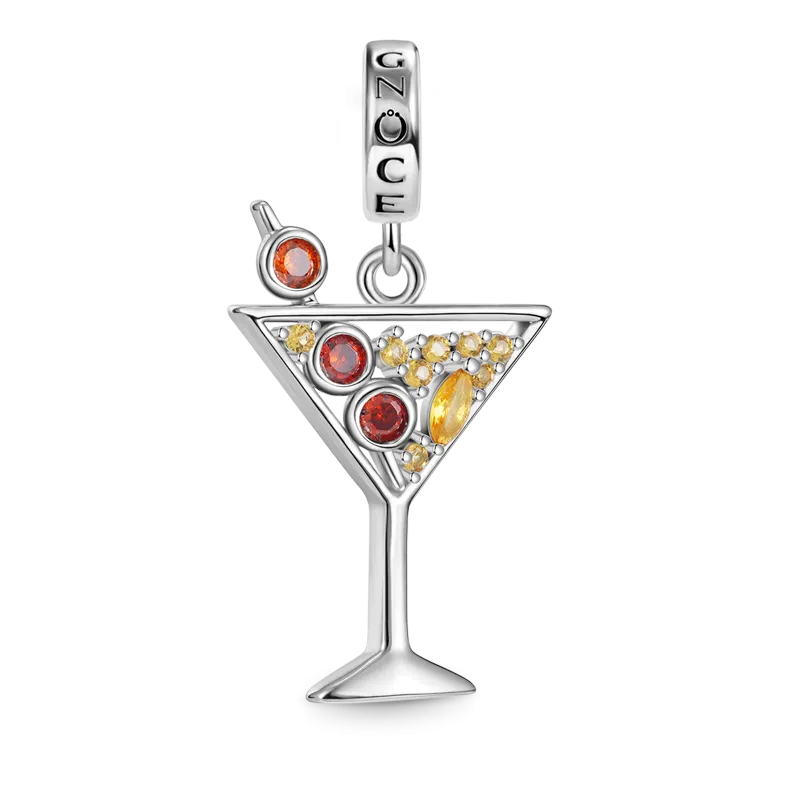Charm Ciondolo Bicchiere Da Cocktail in Argento S925 con Pietre