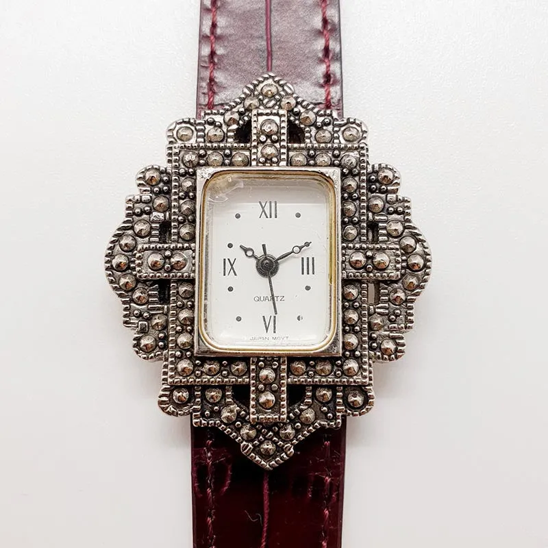 Art Deco Avon Silver Tone Ladies Watch con movimento al quarzo