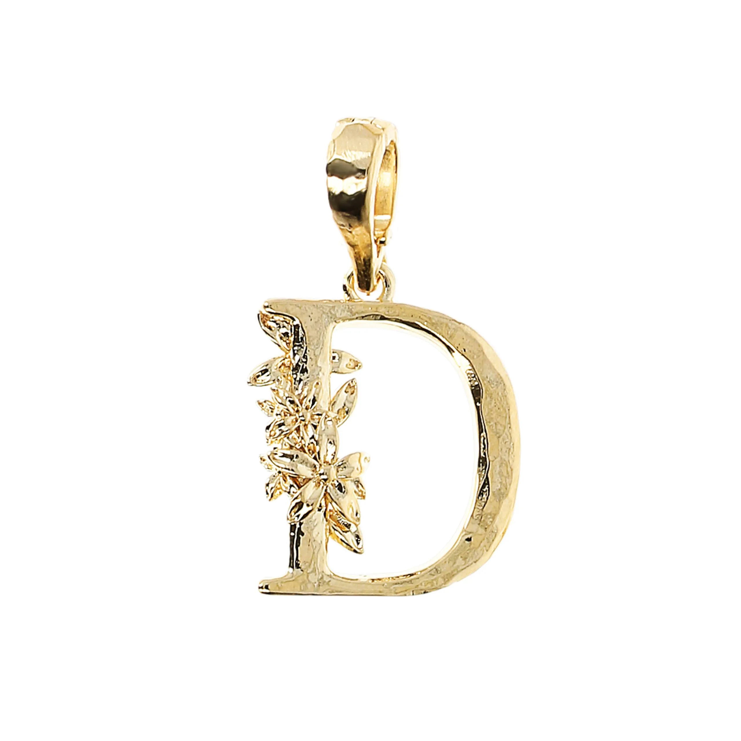 Ciondolo Donna Etrusca Iniziale D con Fiore