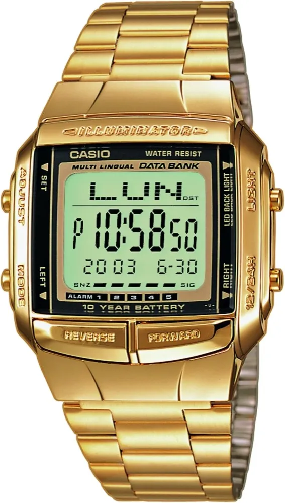 Orologio CASIO DATA BANK DB-360GN-9A Acciaio Gold Dorato Chrono Memo Unisex