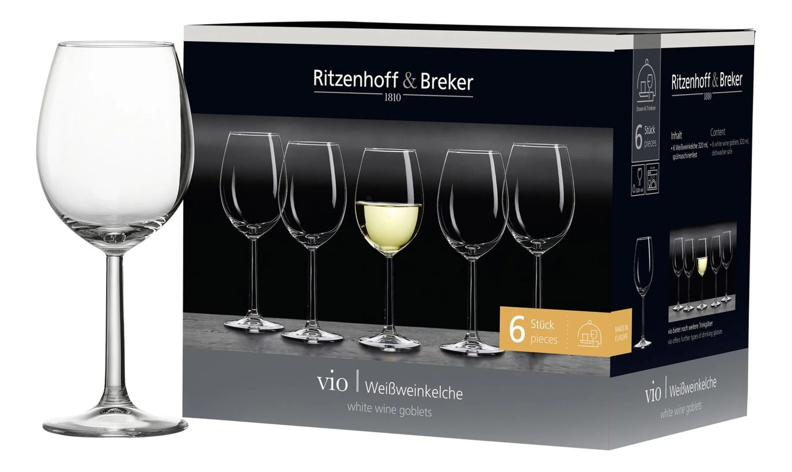 Ritzenhoff & Breker VIO Weißweingläser – 6er Set 320ml