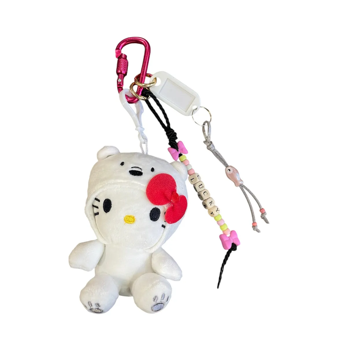 Portachiavi e applique borsa Pimp your Bag Hallo kitty  orsacchiotto bianco in peluche