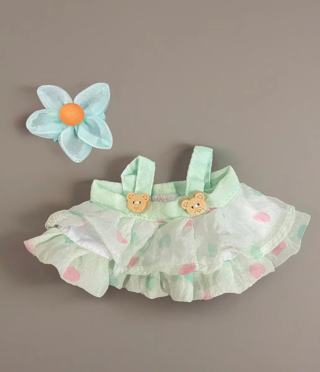 Vestitino  balze verde acqua e fiore verde acqua abitìno completo per Labubu