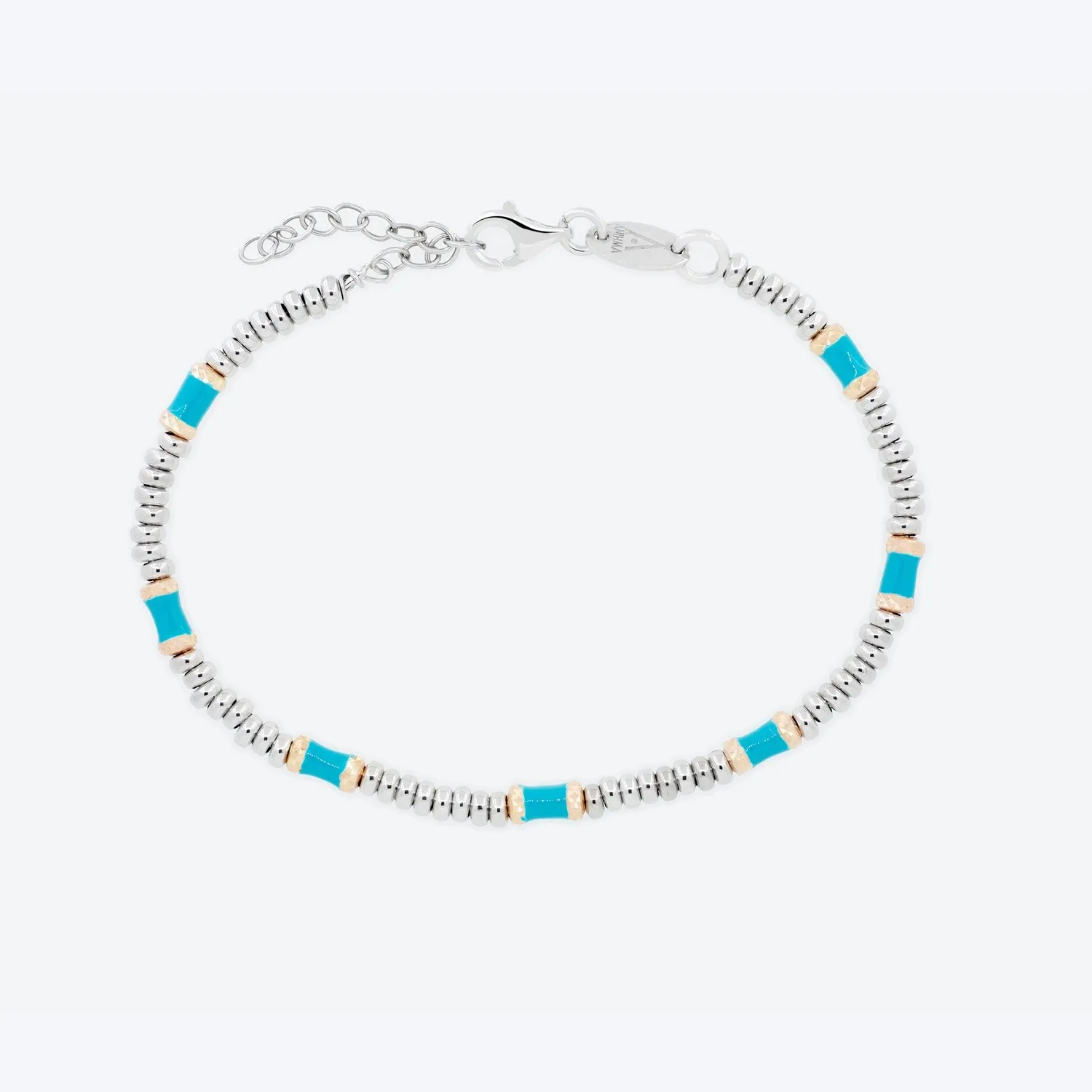 Bracciale con elementi rosé smaltati turchesi