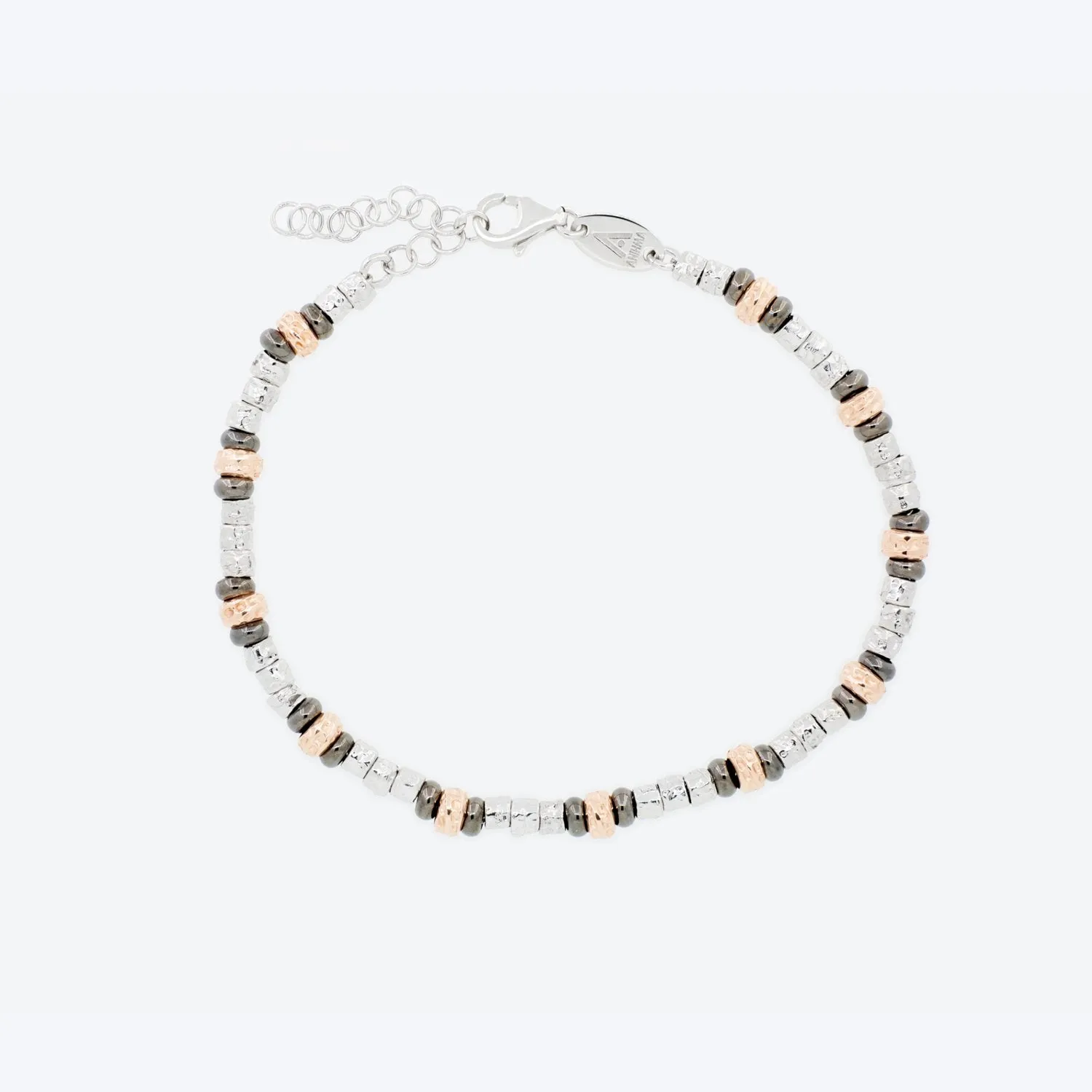 BRACCIALE con pepite argento, rutenio e rosé