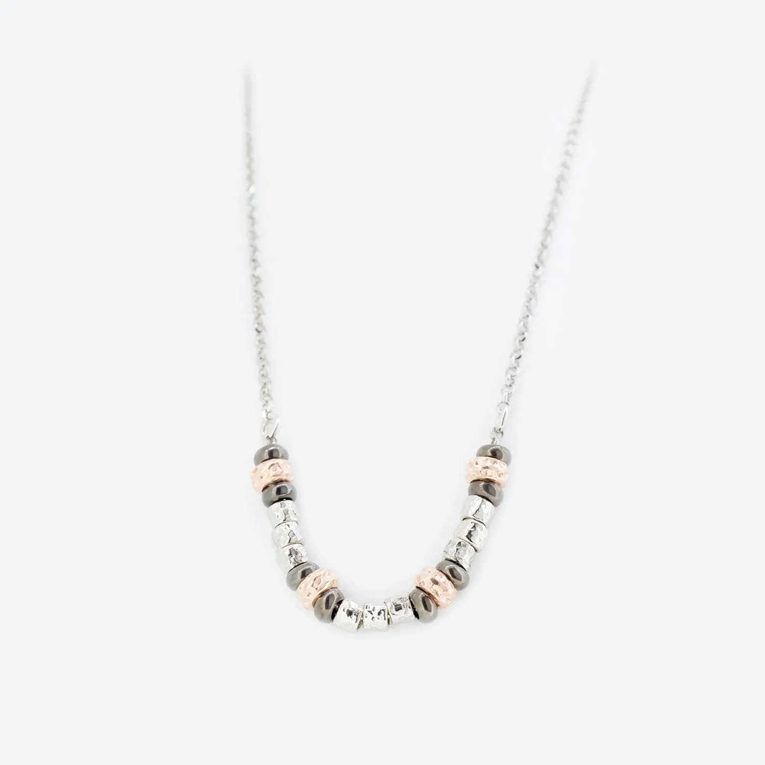 COLLANA con pepite argento, rosé e rutenio