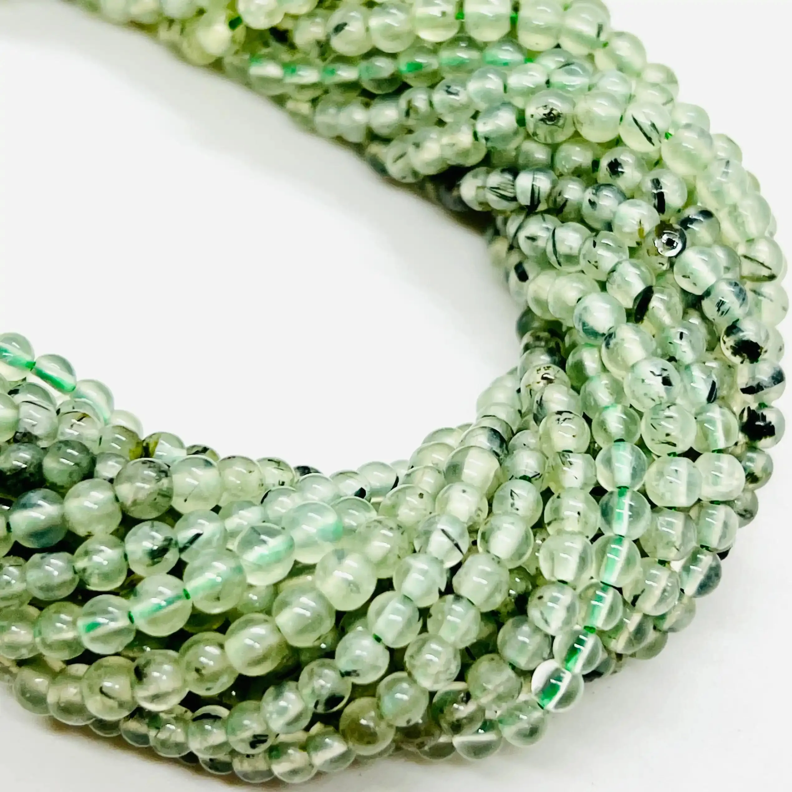 filo di quarzo sfera 4 mm colore verde anticato nero