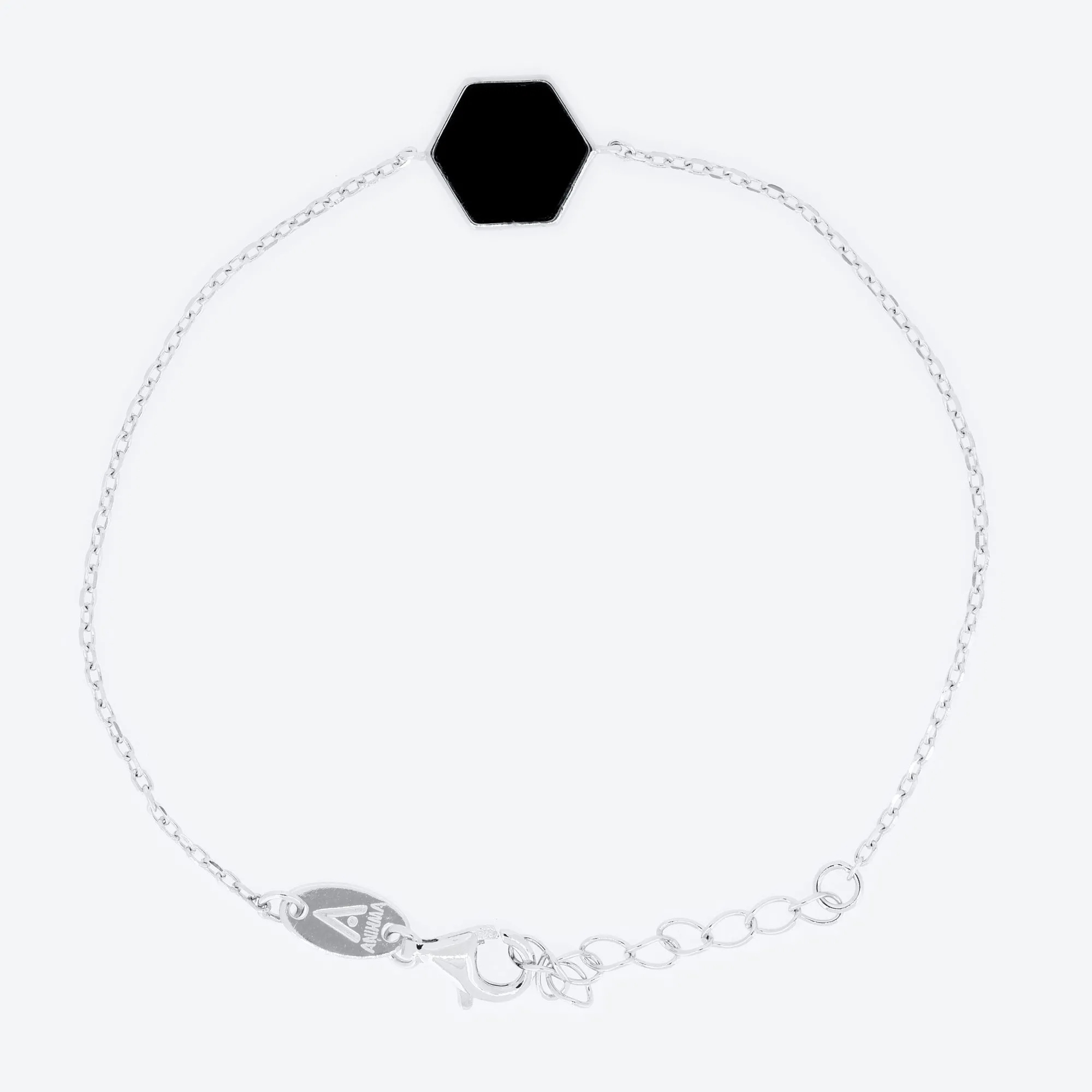 Bracciale con esagono con pietra onice - argento