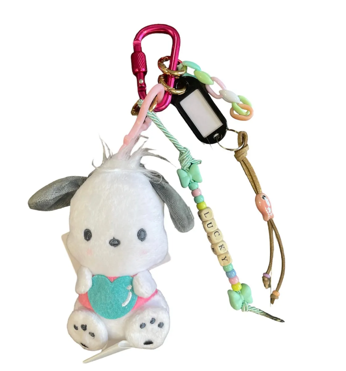 Portachiavi e applique borsa Pimp your Bag Pochacco cuoricino   in peluche