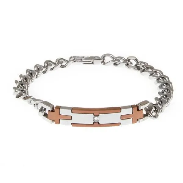 Bracciale a maglia curva e zircone