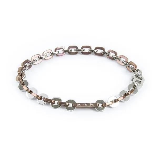 Bracciale a maglie esagonali, Pvd rosato e zirconi