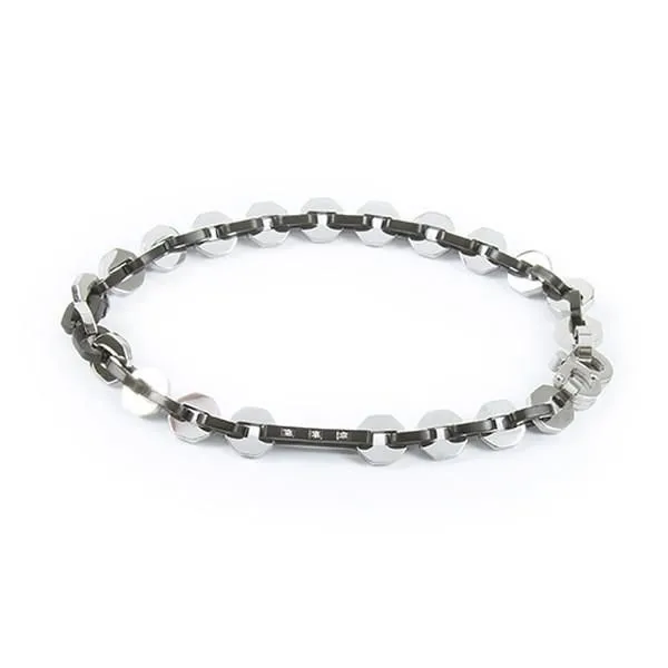 Bracciale a maglie esagonali, Pvd nero e zirconi