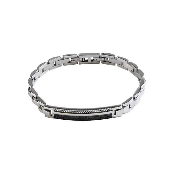 Bracciale a catena in acciaio e zirconi