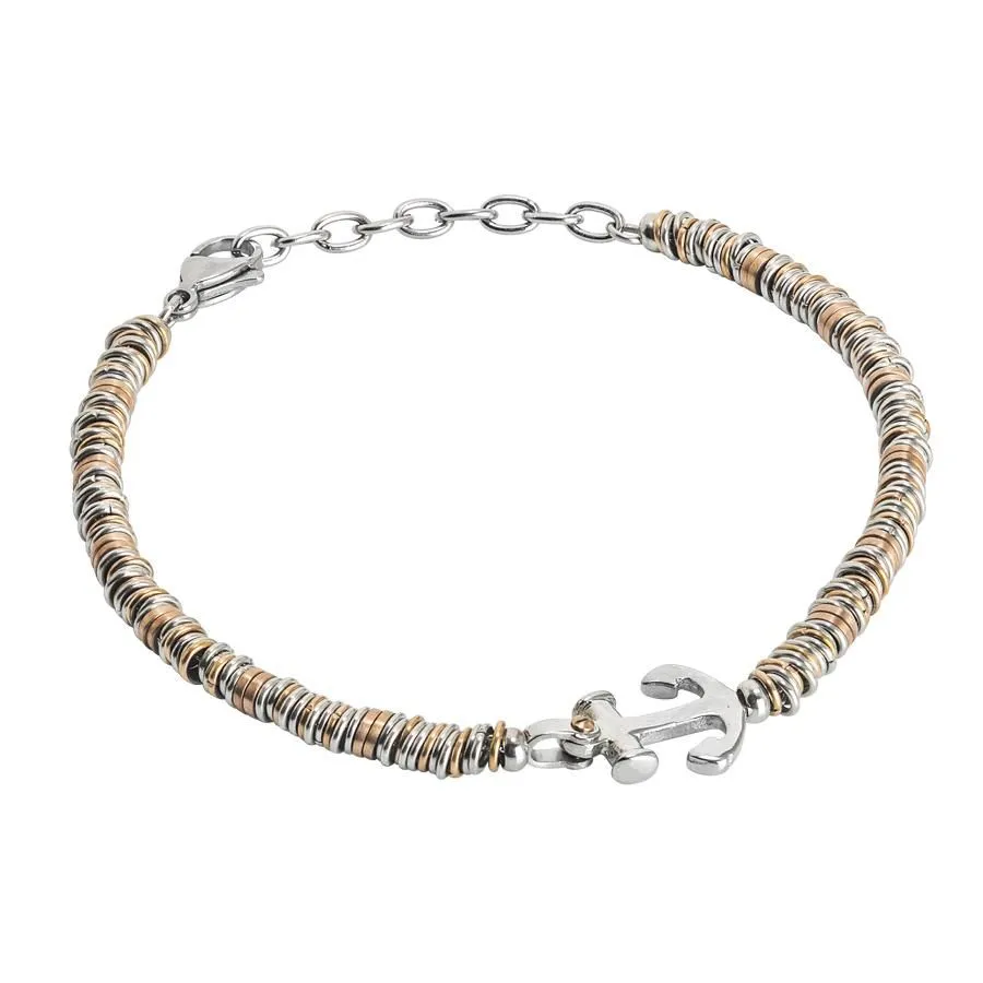 Bracciale morbido bicolor con ancora