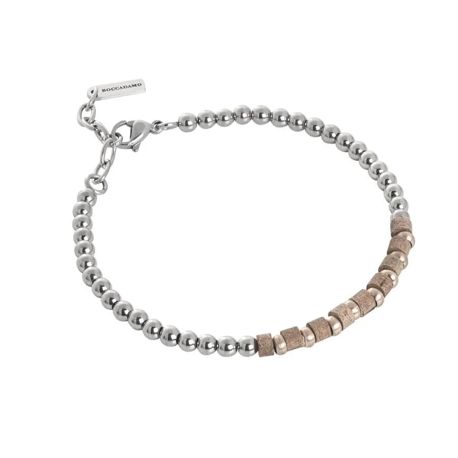 Bracciale a sfere e cubetti di legno rosato