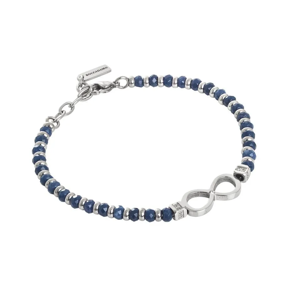 Bracciale a sfere di agata blu e zirconi