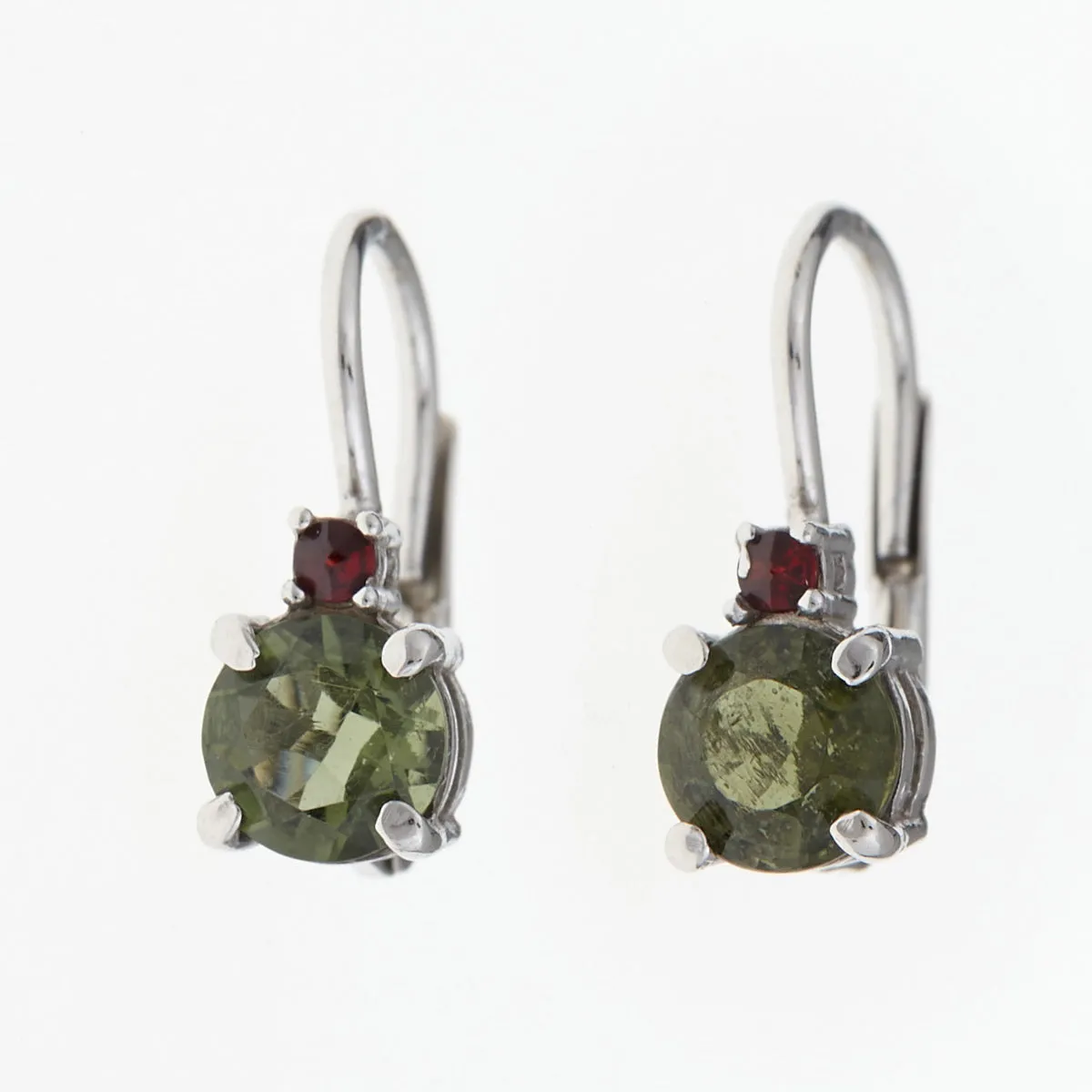 Orecchini in argento con Moldaviti e Granati 2085-4 Codice catalogo: A