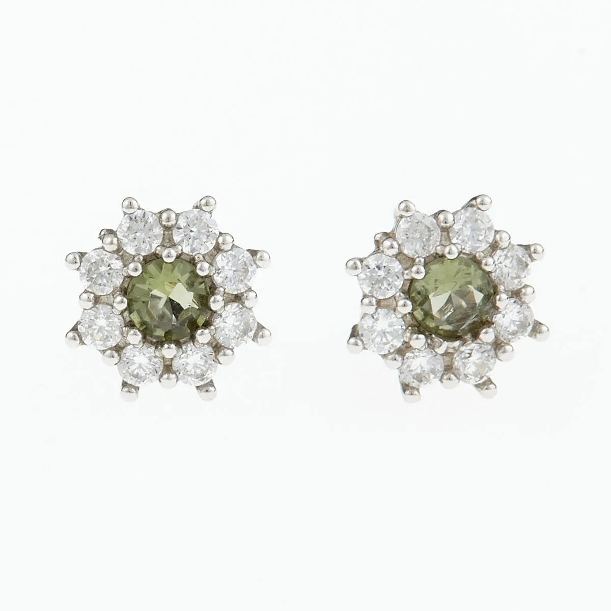 Orecchini in argento con moldaviti e zirconi 2071