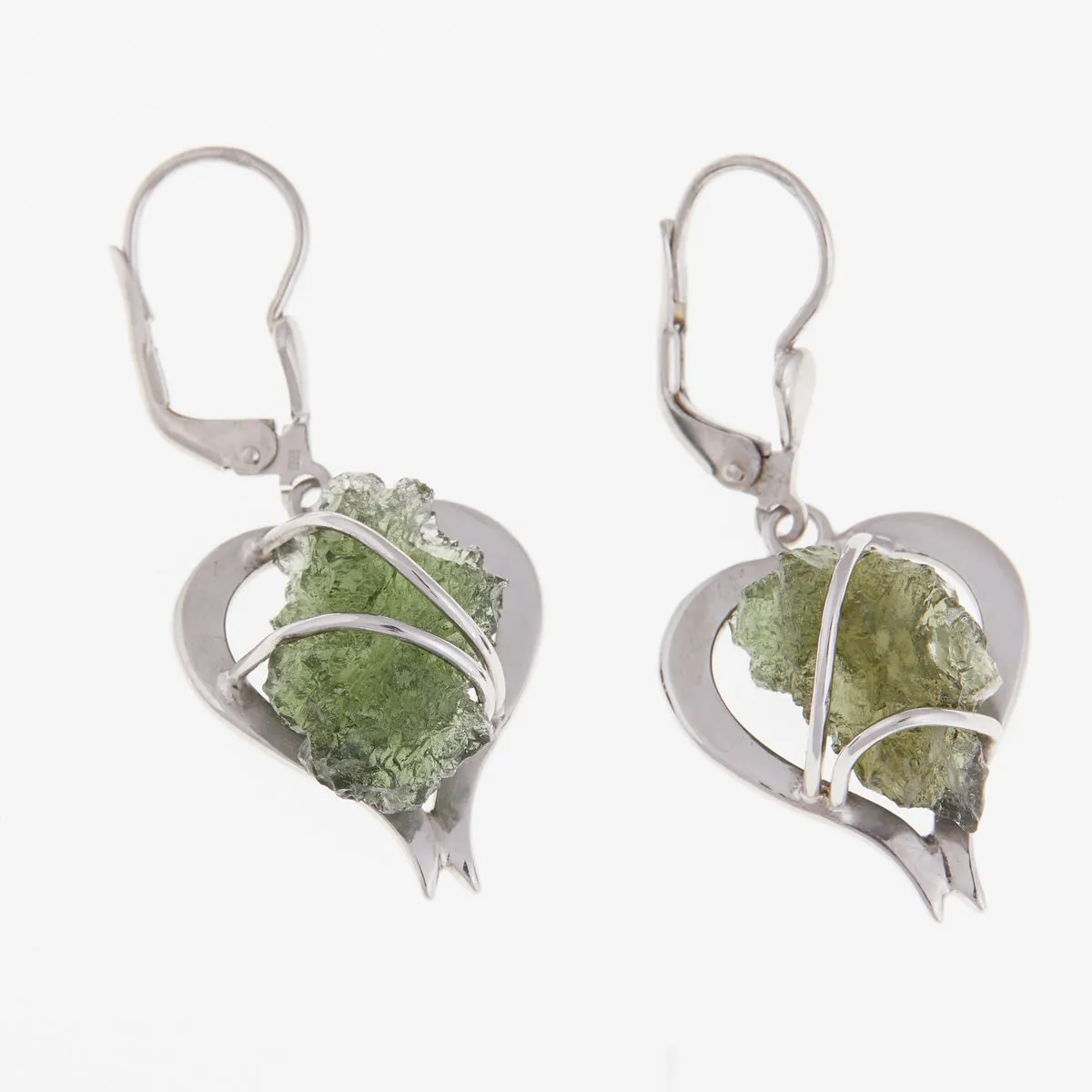 Orecchini in argento con Moldaviti naturali – cuore 7036 Codice catalo