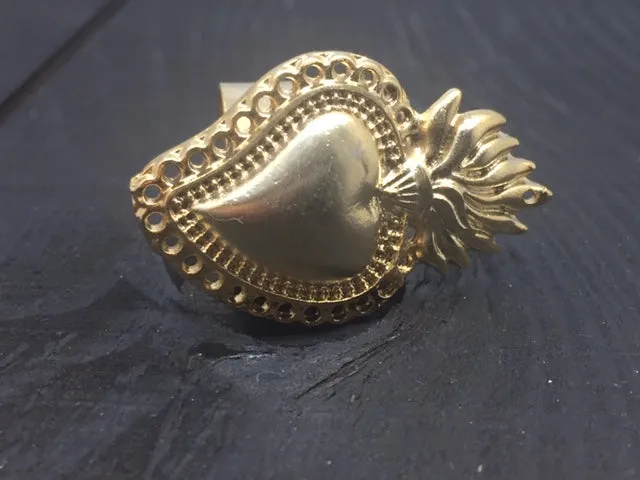 Anello Cuore Sacro in ottone placcato oro regolabile