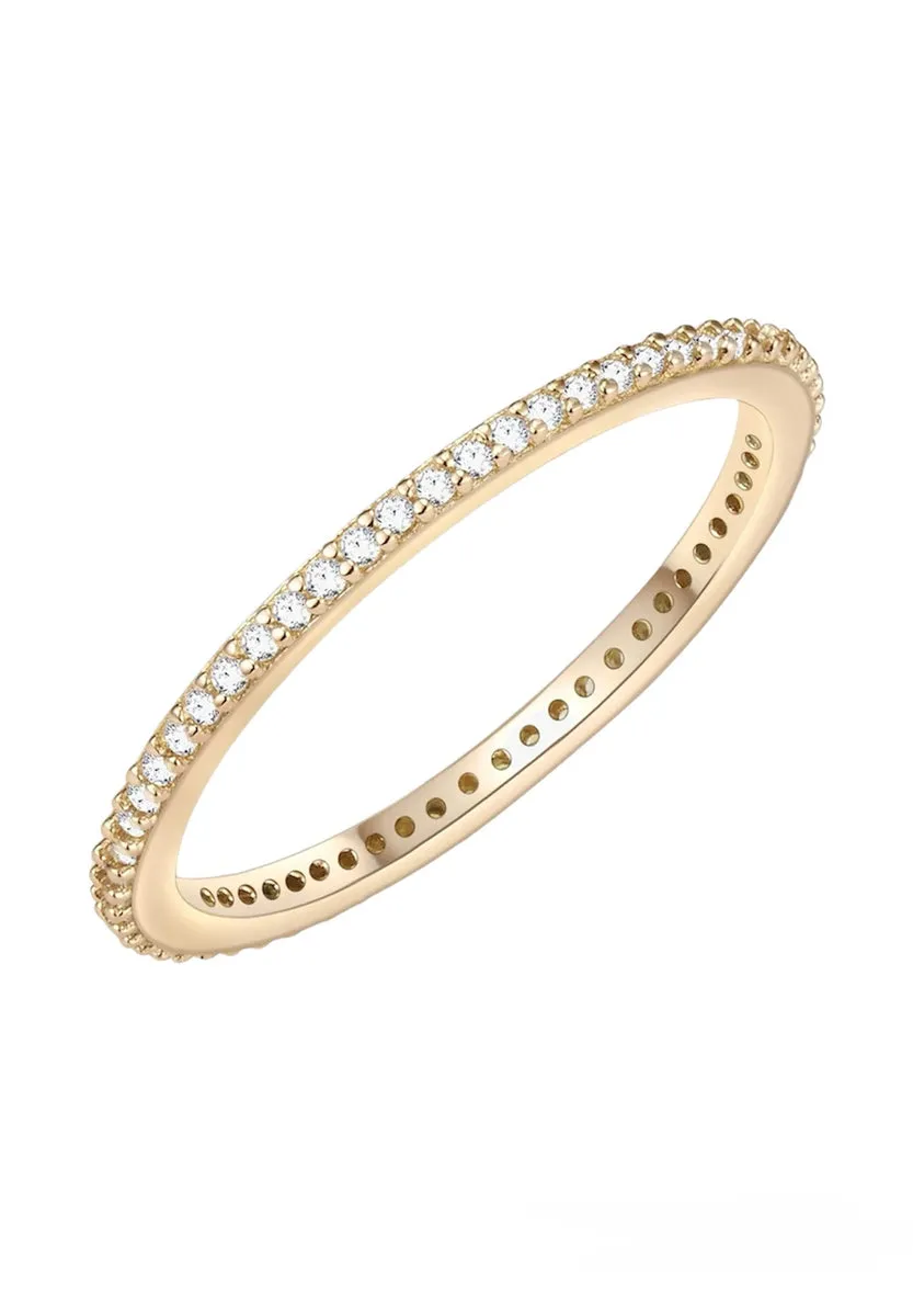 Anello Eternity in argento placcato oro giallo e zirconi bianchi incassati