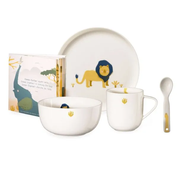 Asa Kindergeschirr-Set Coppa Kids Leo Löwe Gelb (5-teilig)