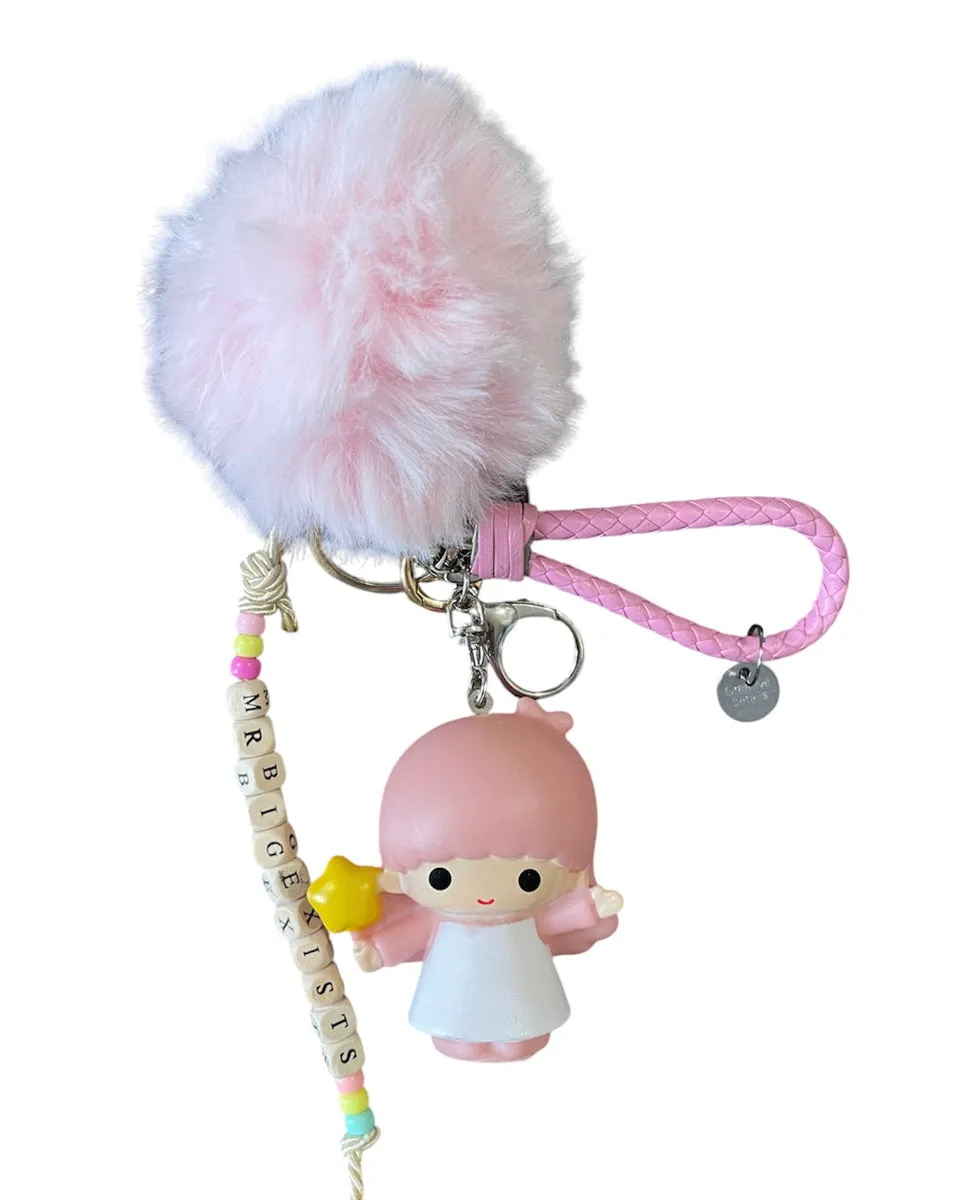 Pimp your Bag portachiavi e applique borsa gemella Lala little twin star con ponpon peluche