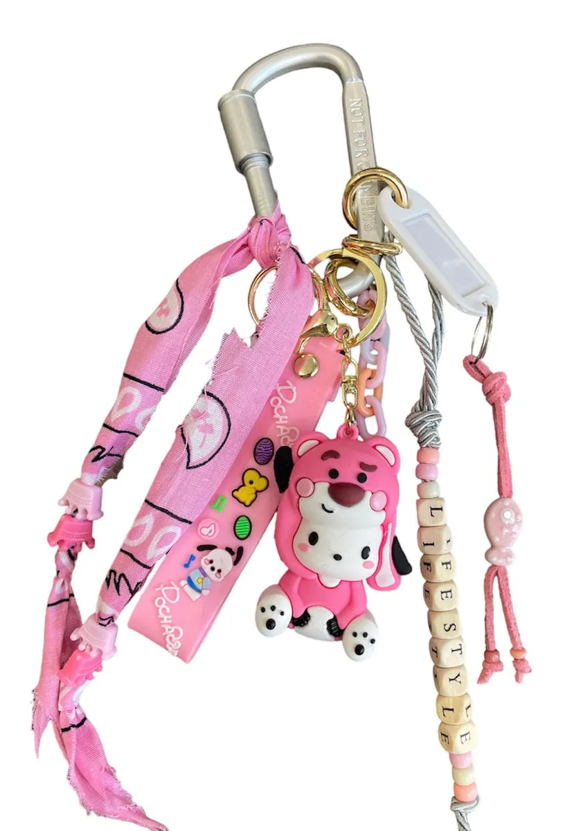 Pimp your Bag Keychain charms per borsa e portachiavi Pochacco orsacchiotto rosa