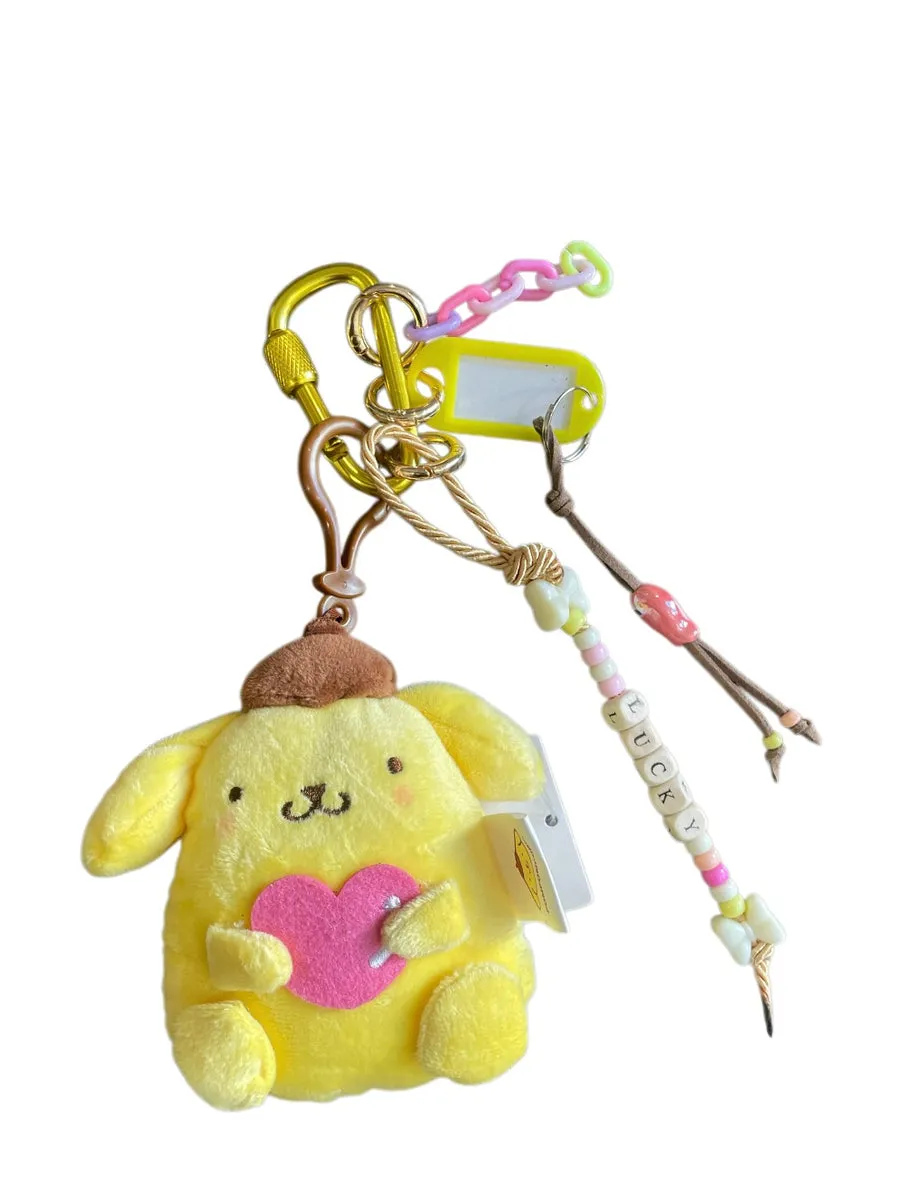 Portachiavi e applique borsa Pimp your Bag Pompompurin cuoricino   in peluche