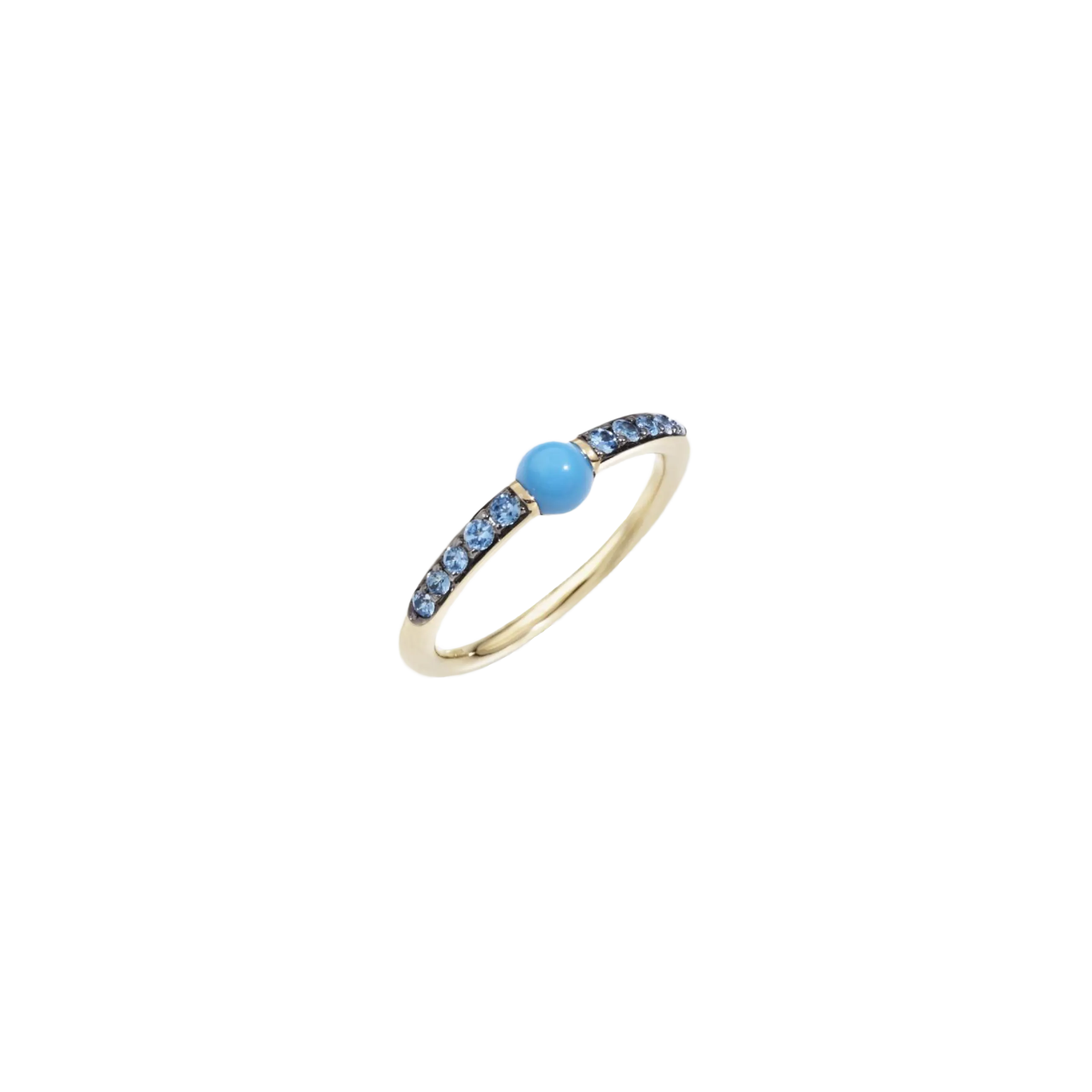 POMELLATO - ANELLO M'AMA NON M'AMA - ANELLO IN ORO ROSA CON TURCHESE E ZIRCONI AZZURRI - A.B909O7ZRCTU - PAB9091O7000000TU