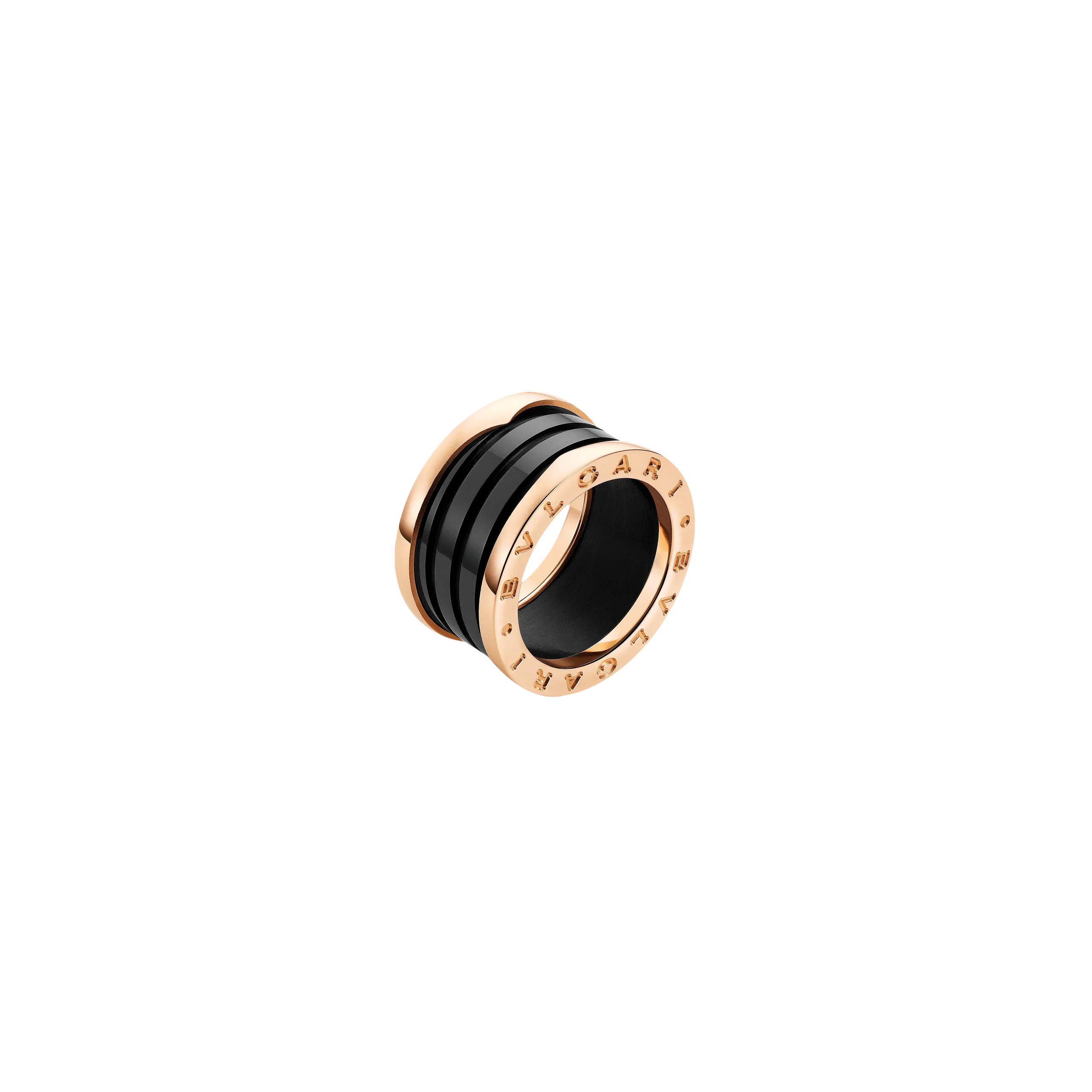 ANELLO B.ZERO1 A QUATTRO FASCE IN ORO ROSA E CERAMICA NERA - AN855563 - AN855563