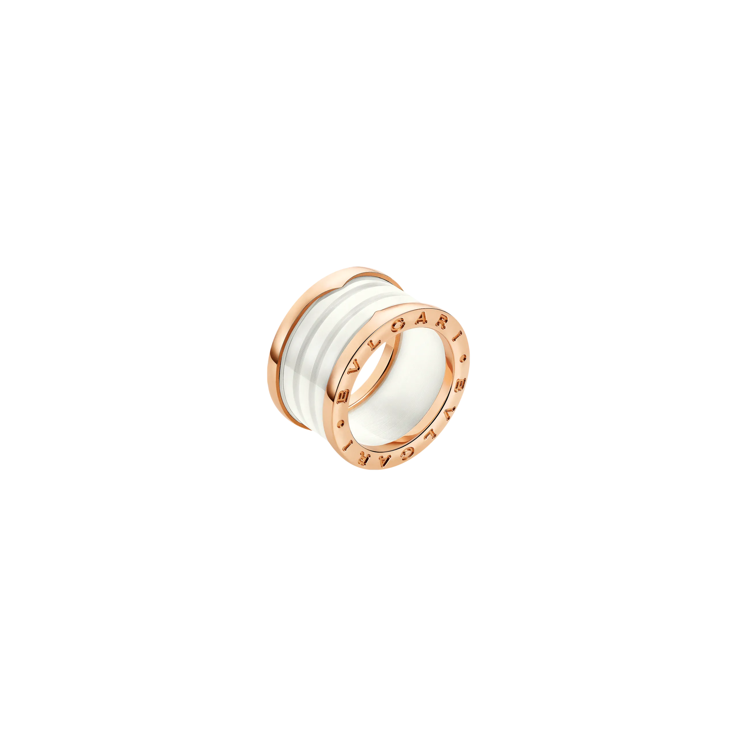 ANELLO B.ZERO1 A QUATTRO FASCE IN ORO ROSA E CERAMICA BIANCA - AN855564 - AN855564