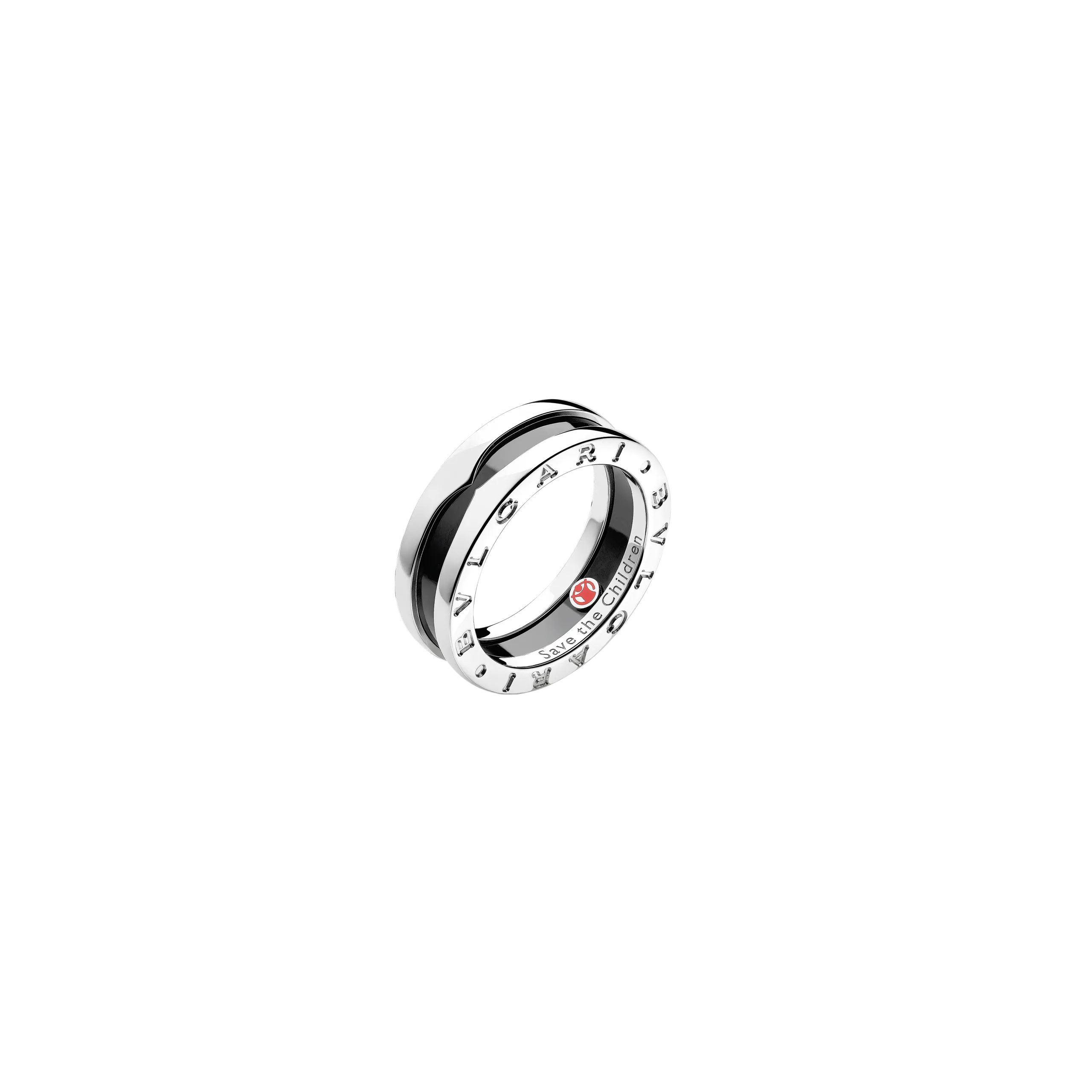 ANELLO SAVE THE CHILDREN A UNA FASCIA IN ARGENTO E CERAMICA NERA - AN855770 - AN855770