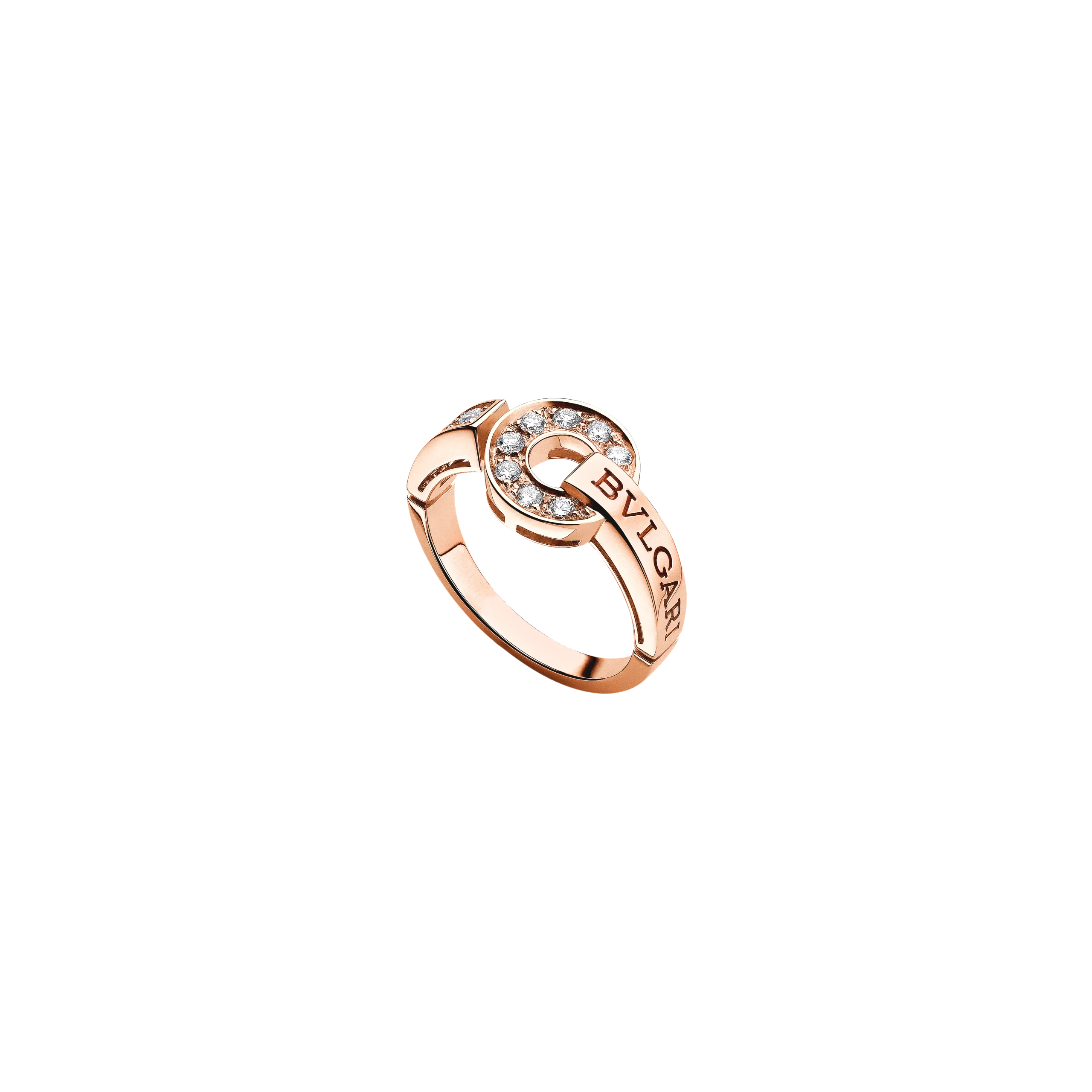 ANELLO BVLGARI BVLGARI IN ORO ROSA CON PAVÈ DI DIAMANTI - AN855854 - AN855854