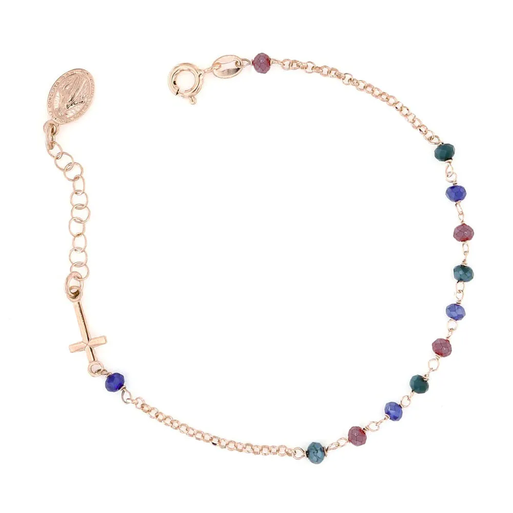 Bracciale Rosario Argento e Pietre colorate