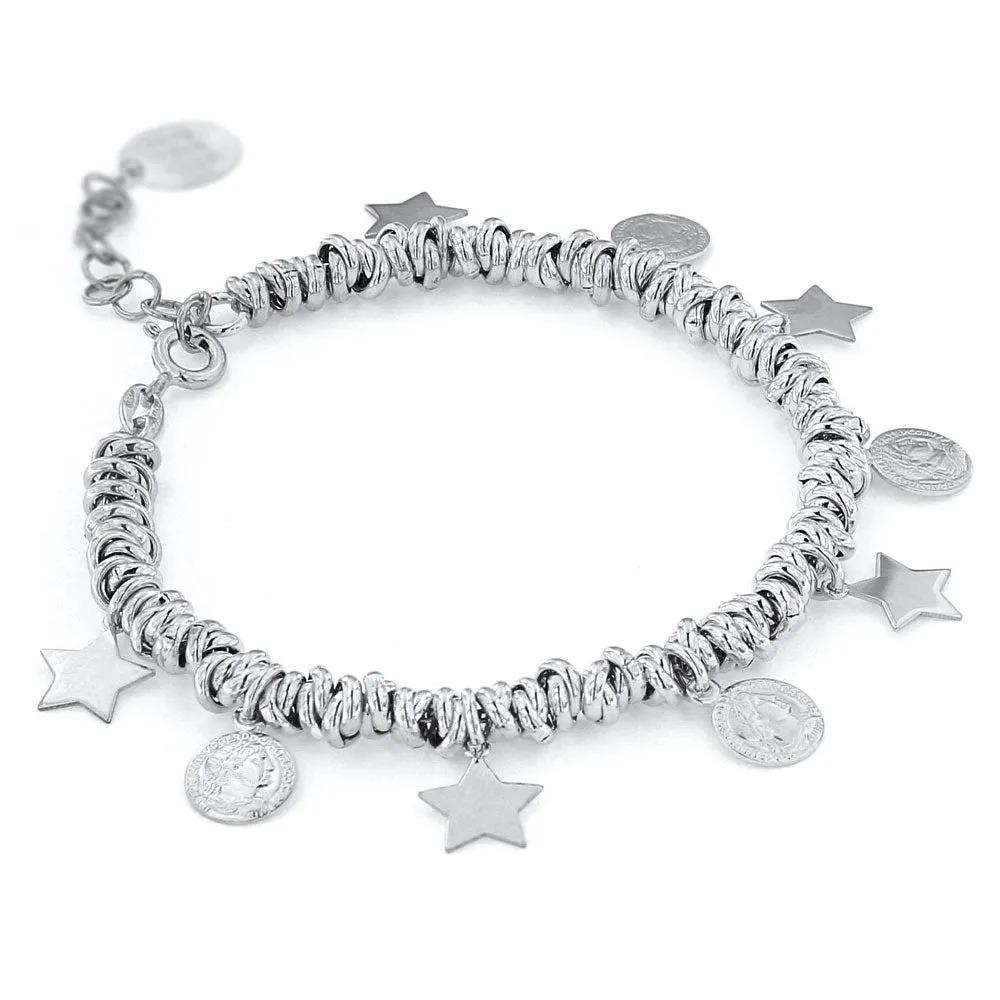 Bracciale Vintage in Argento 925 con Stelle e Monete