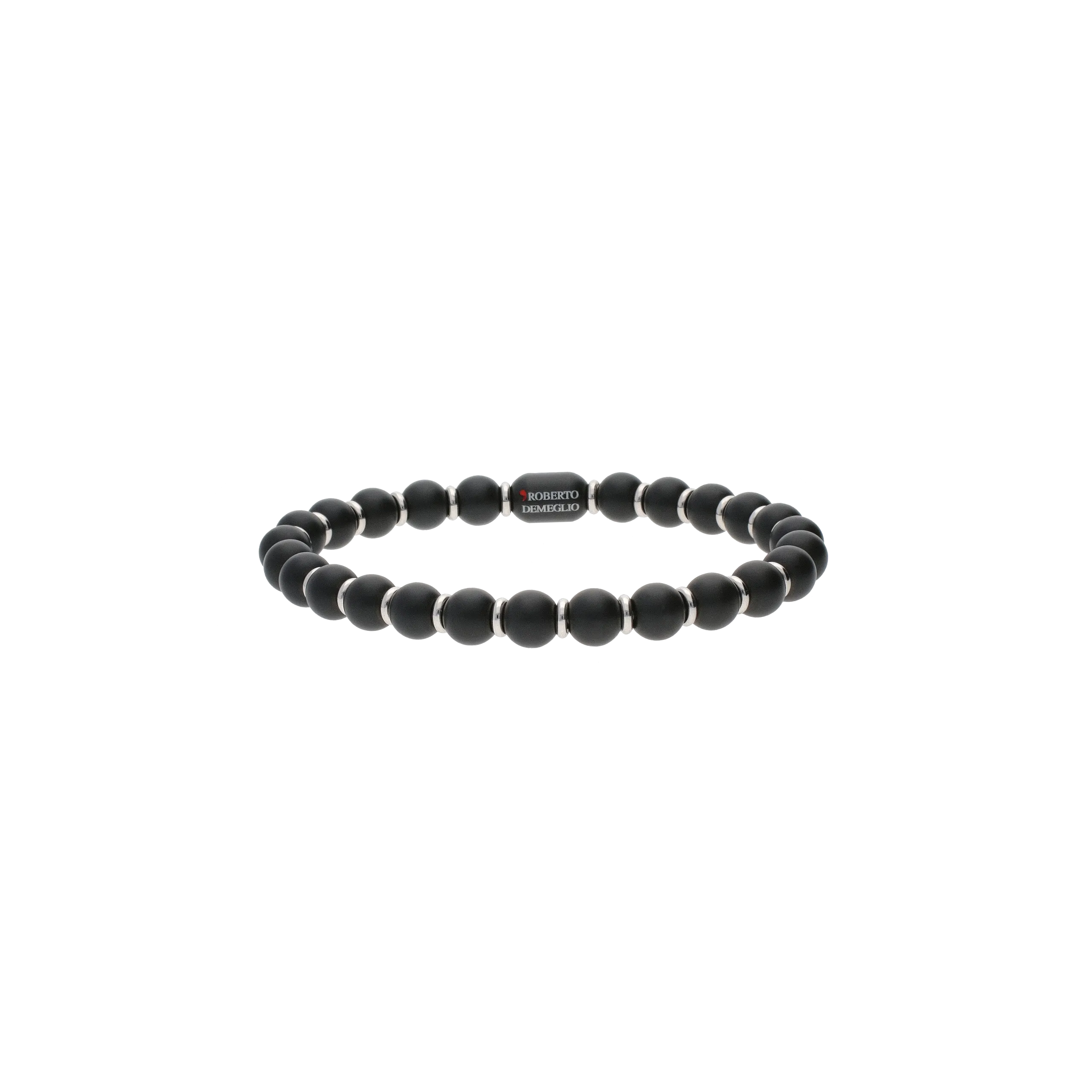 BRACCIALE SFERA IN CERAMICA NERA SATINATA E CERAMICA ARGENTATA - 9S4GNOBS