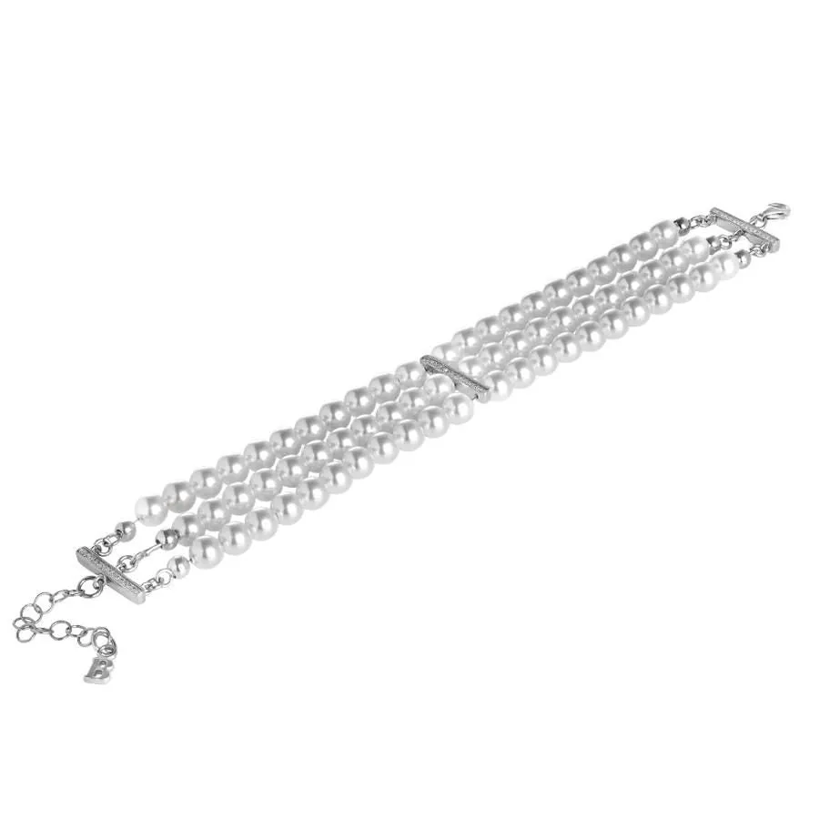Bracciale multifilo di perle Swarovski con inserti in argento e zirconi