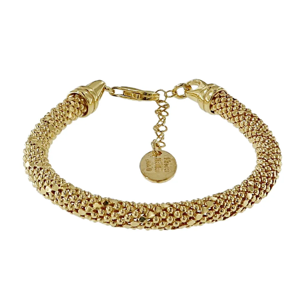 Bracciale Tubolare in Maglia Popcorn in Argento 925 Placcato Oro