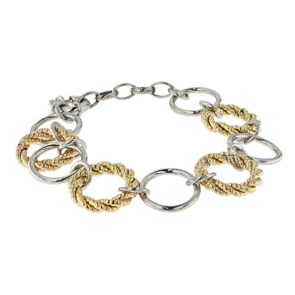 Bracciale Catena con cerchi bicolore in Argento 925
